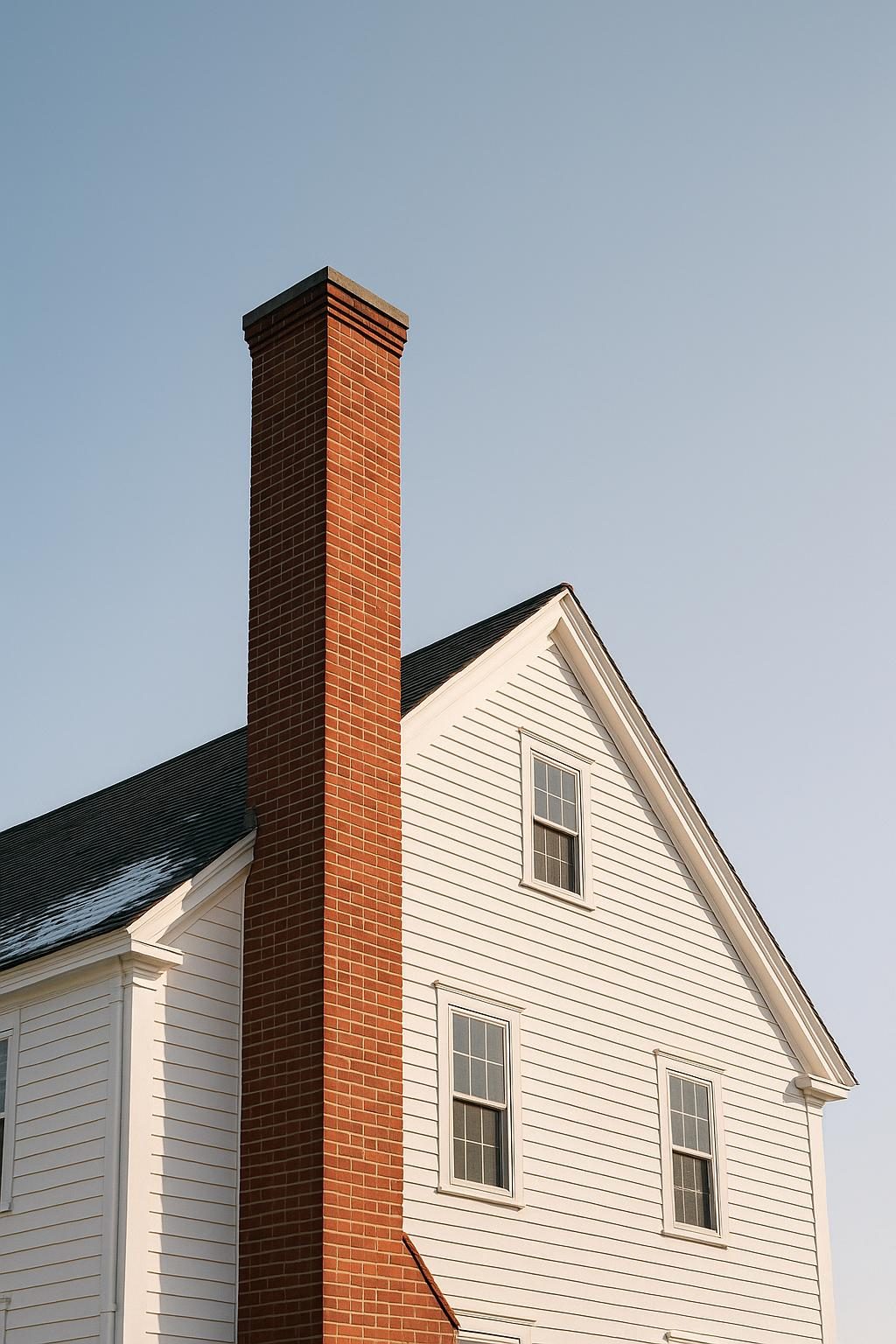 Brick chimney on a colonial house (illustration)